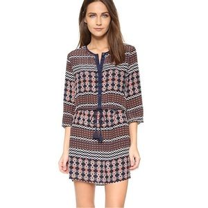 - Shoshanna henrietta silk dress print navy blue size 4